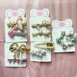 New 9 pieces bundle shiny sparkly pearl hair clips barrettes hair accessories 8